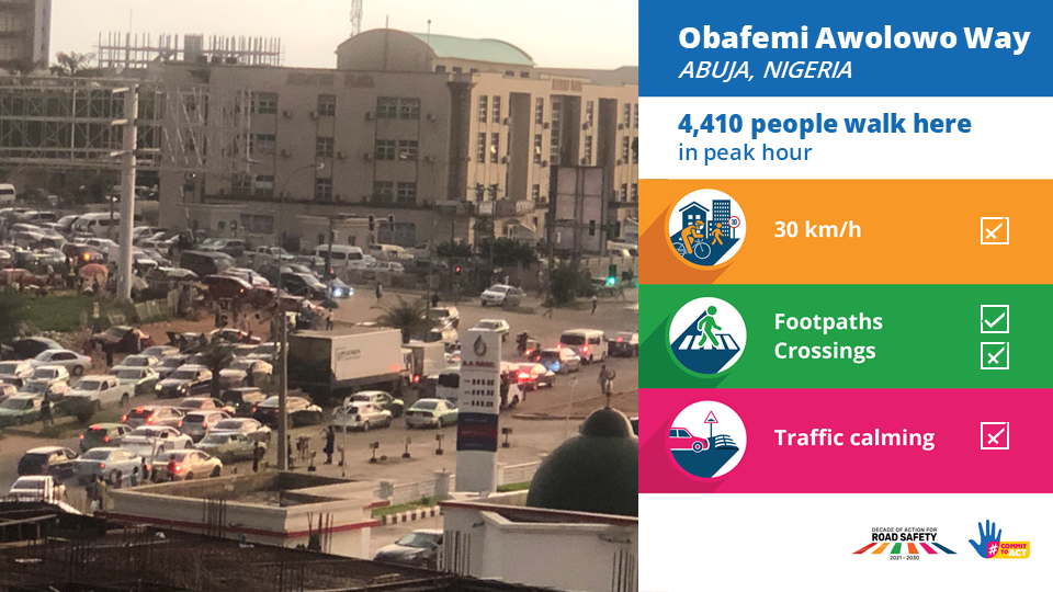 A busy street in Abuja, Nigeria called  Obafemi Awolowo Way