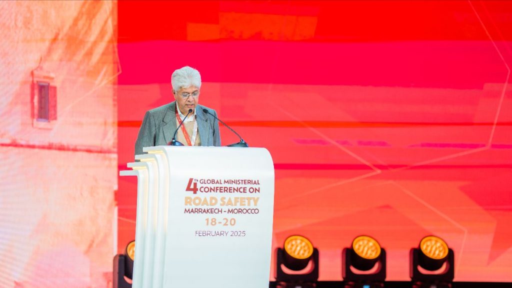 Government official making a commitment at the 4th Global Ministerial Conference on Road Safety